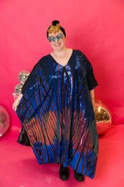 Fringe Co Sirens Blue Sequin Caftan