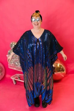 Fringe Co Sirens Blue Sequin Caftan