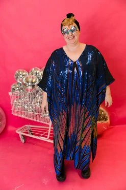 Fringe Co Sirens Blue Sequin Caftan