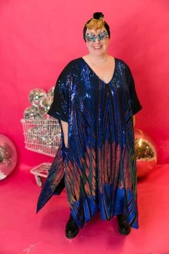 Fringe Co Sirens Blue Sequin Caftan