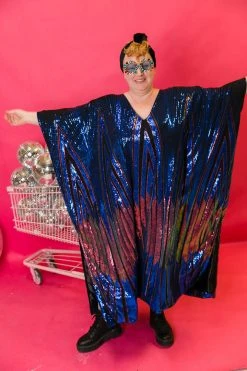 Fringe Co Sirens Blue Sequin Caftan