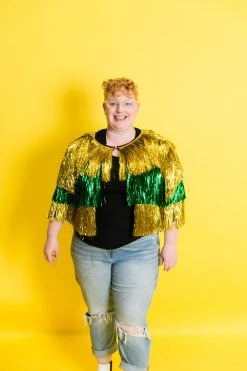 Fringe Co The Lucky Green And Gold Tinsel Jacket