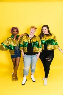 Fringe Co The Lucky Green And Gold Tinsel Jacket