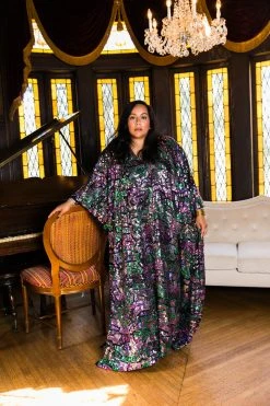 Fringe Co Colorful Stained Glass Sequin Long Caftan Caftan Club Collection