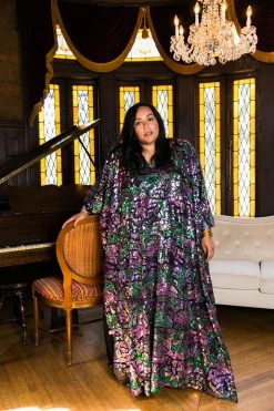 Fringe Co Colorful Stained Glass Sequin Long Caftan Caftan Club Collection