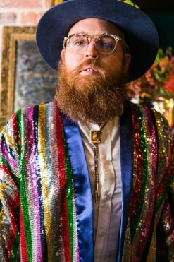 Fringe Co Sequin Rainbow Stripe Duster Sequin Duster Jackets