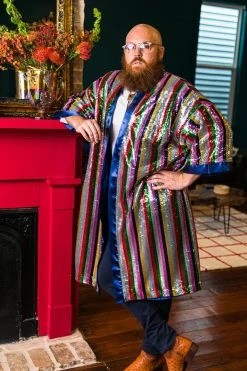 Fringe Co Sequin Rainbow Stripe Duster Sequin Duster Jackets