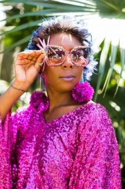 Fringe Co Multicolored Oversize Cat EyeRhinestone Sunglasses Shop Spring Sparkles