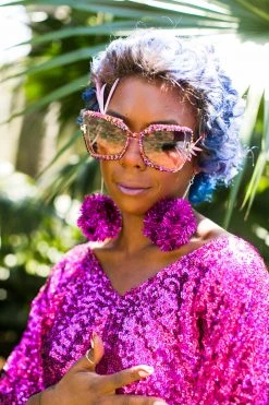 Fringe Co Multicolored Oversize Cat EyeRhinestone Sunglasses Shop Spring Sparkles