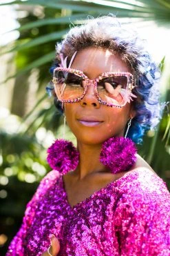 Fringe Co Multicolored Oversize Cat EyeRhinestone Sunglasses Shop Spring Sparkles