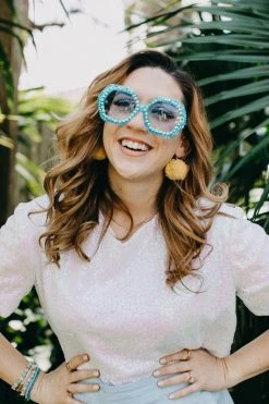 fringe co shop 37 Fringe Co Blue Rhinestone Octagon Sunglasses