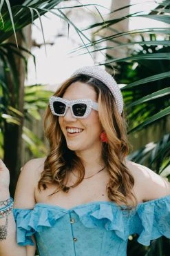 Fringe Co White Rhinestone Cat Eye Sunglasses Shop Spring Sparkles