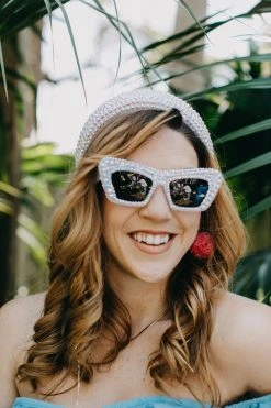 Fringe Co White Rhinestone Cat Eye Sunglasses Shop Spring Sparkles