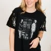 Fringe Co Florida Georgia Line Black And Silver Sequin Sleeve Party Tee Party Tees