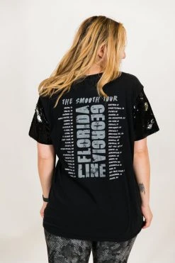 Fringe Co Florida Georgia Line Black And Silver Sequin Sleeve Party Tee Party Tees