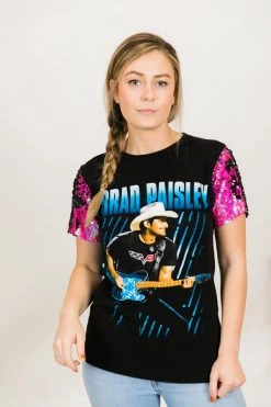 Fringe Co Brad Paisley Pink SequinSleeve Paryt Tee