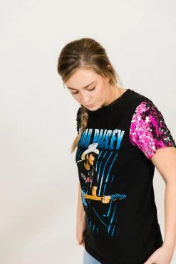 Fringe Co Brad Paisley Pink SequinSleeve Paryt Tee