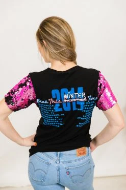 Fringe Co Brad Paisley Pink SequinSleeve Paryt Tee