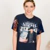 Fringe Co George Strait Blue Iridescent Sequin Sleeve Party Tee
