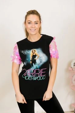 Fringe Co Party Tees Carrie Underwood Pink Paillette Sequin Sleeve Party Tee