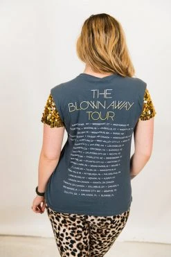 Fringe Co Party Tees Carrie Underwood Gold Sequin Sleeve Party Tee