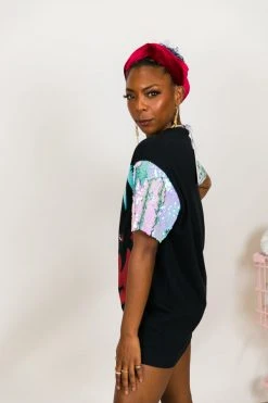 Fringe Co Kiss Iridescent Sequin Sleeve Party Tee Party Tees