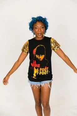Fringe Co Lil Wayne Gold Sequin Sleeve Party Tee