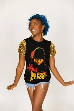 Fringe Co Lil Wayne Gold Sequin Sleeve Party Tee