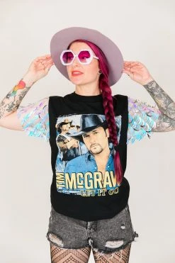 Fringe Co Party Tees Tim McGraw Iridescent Sword Glitter Party Tee