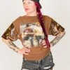 Fringe Co Party Tees Brooks & Dunn Gold And Bronze Sequin Sleeve Party Tee