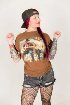 Fringe Co Party Tees Brooks & Dunn Gold And Bronze Sequin Sleeve Party Tee