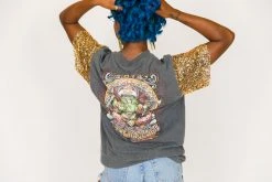 Fringe Co Jazz Fest Gold Sequin Sleeve Party Tee