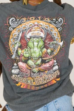 Fringe Co Jazz Fest Gold Sequin Sleeve Party Tee