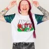 Fringe Co Party Tees Crawdads Green Iridescent Sequin Sleeve