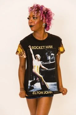 Fringe Co Elton John Rose Gold And Gold Sequin Sleeve Party Tee Party Tees