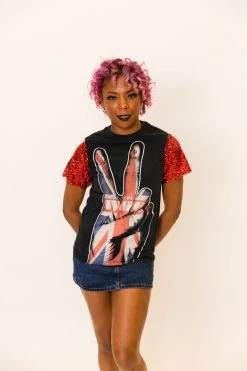 Fringe Co Party Tees The Who Red Sequin Sleeve Party Tee