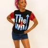 Fringe Co The Who Red Sequin Sleeve Party Tee