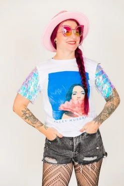 Fringe Co Kacey Musgraves Iridescent Sword Sequin Party Tee Party Tees