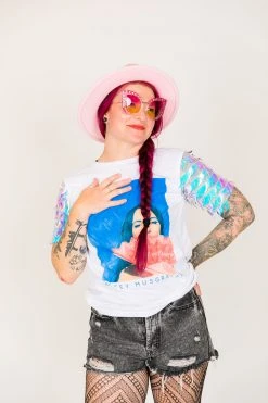 Fringe Co Kacey Musgraves Iridescent Sword Sequin Party Tee Party Tees