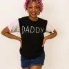 Fringe Co Daddy White And Black Sequin Sleeve Party Tee