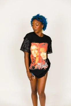 Fringe Co The Judds Black Sequin Sleeve Party Tee Party Tees