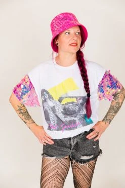 Fringe Co The Judds Pink Paillette Sequin Sleeve Party Tee Party Tees