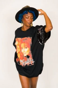 Fringe Co Party Tees The Judds Black And Silver Sequin Sleeve Party Tee