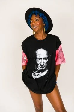 Fringe Co Willie Nelson Matte Pink And Silver Sequin Sleeve Party Tee Party Tees