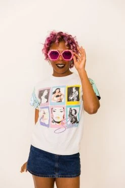 Fringe Co Party Tees Selena Blue Iridescent Sequin Sleeve Party Tee