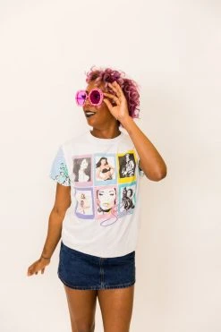 Fringe Co Party Tees Selena Blue Iridescent Sequin Sleeve Party Tee