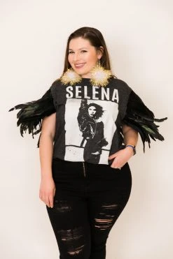 Fringe Co Selena Feather Sleeve Party Tee