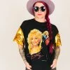 Fringe Co Party Tees Dolly Parton Gold Sequin Sleeve Party Tee