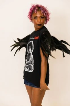 Fringe Co Biggie Feather Sleeve Party Tee