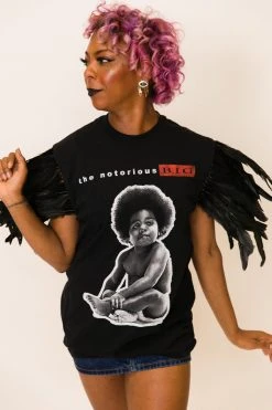 Fringe Co Biggie Feather Sleeve Party Tee